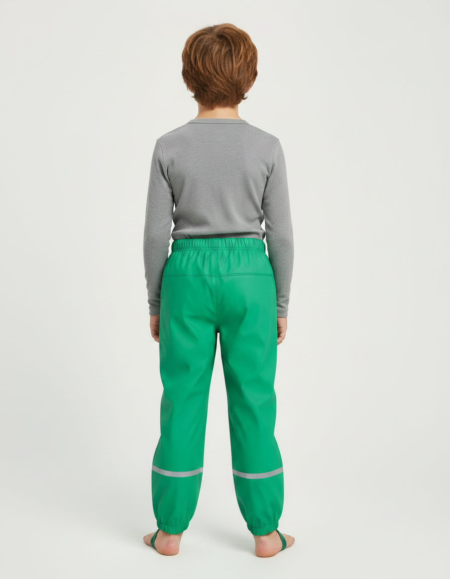 Pantalon De Pluie Vert Élastiqué Réfléchissant Imperméable Enfant - Polyester - vue 2