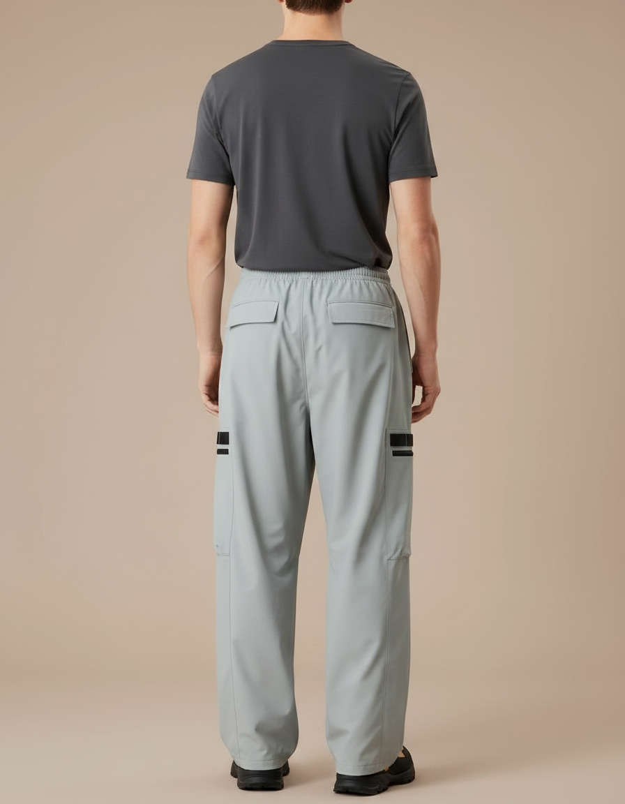 Pantalon De Pluie Gris Clair Ample Cargo Homme - Polyester - vue 2