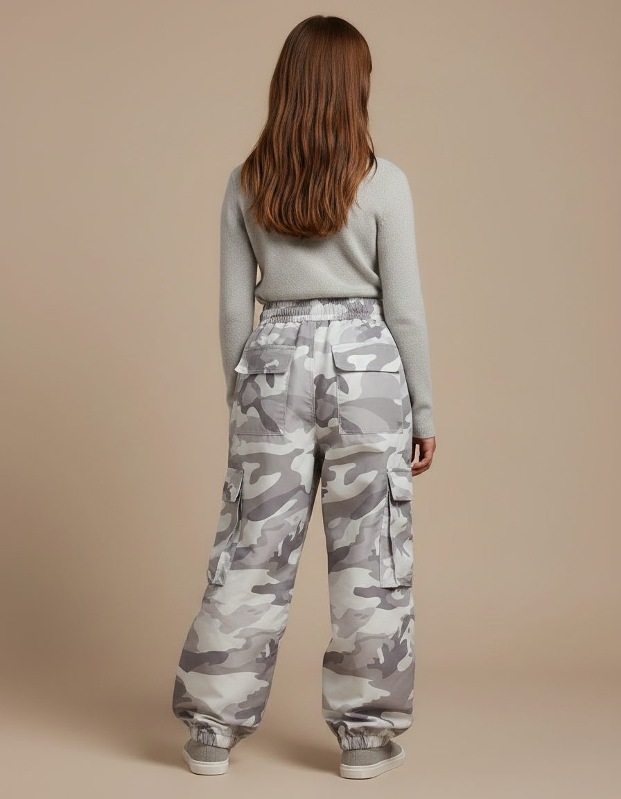 Pantalon De Pluie Camouflage Gris Ample Enfant Cargo - Polyester - vue 2