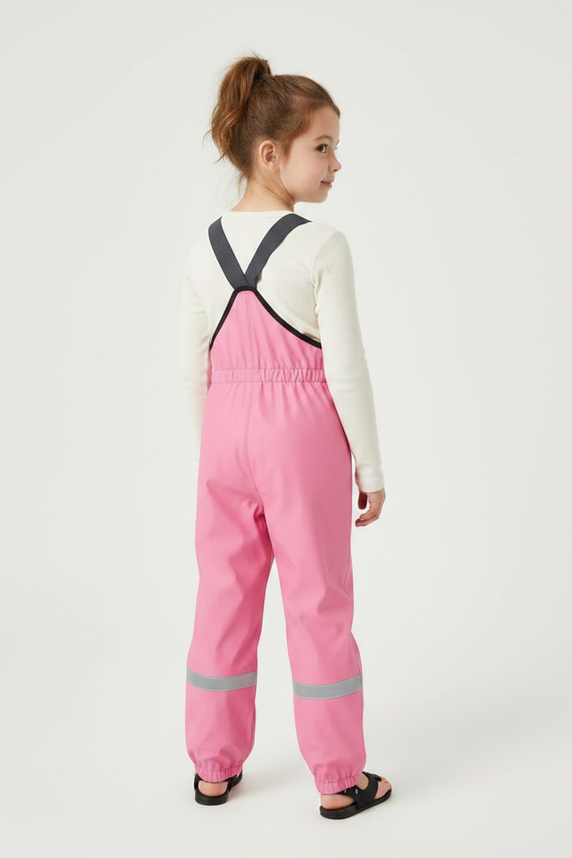 Pantalon De Pluie Rose Imperméable Bretelles Réfléchissant - Polyester - vue 2