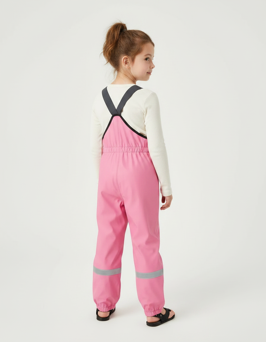 Pantalon De Pluie Rose Imperméable Bretelles Réfléchissant - Polyester - vue 2