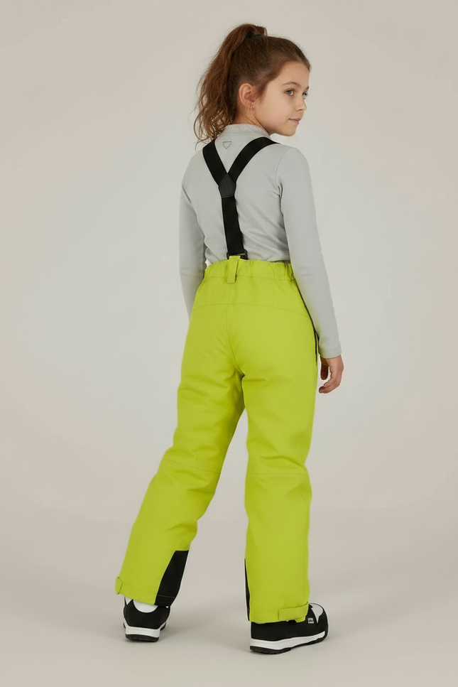 Pantalon De Pluie Vert Fluorescent Imperméable Enfant Ski Bretelles - Polyester - vue 2