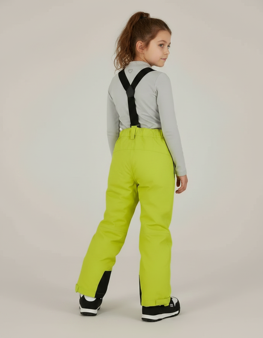Pantalon De Pluie Vert Fluorescent Imperméable Enfant Ski Bretelles - Polyester - vue 2