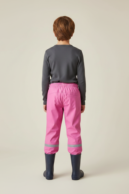 Pantalon De Pluie Rose Imperméable Réfléchissant Élastiqué Enfant - Polyester - vue 2