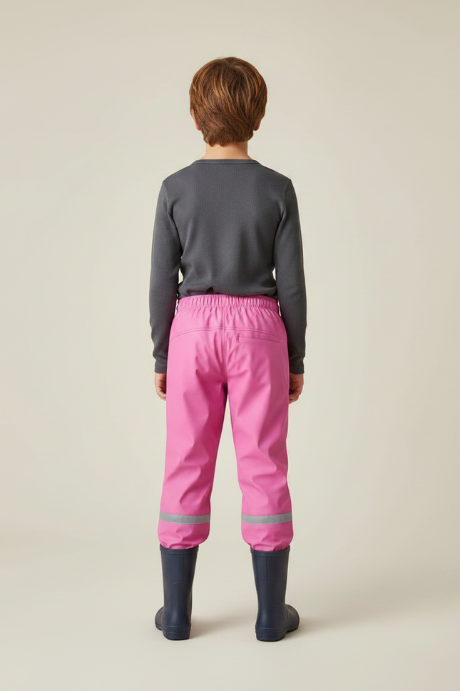 Pantalon De Pluie Rose Imperméable Réfléchissant Élastiqué Enfant - Polyester - vue 2