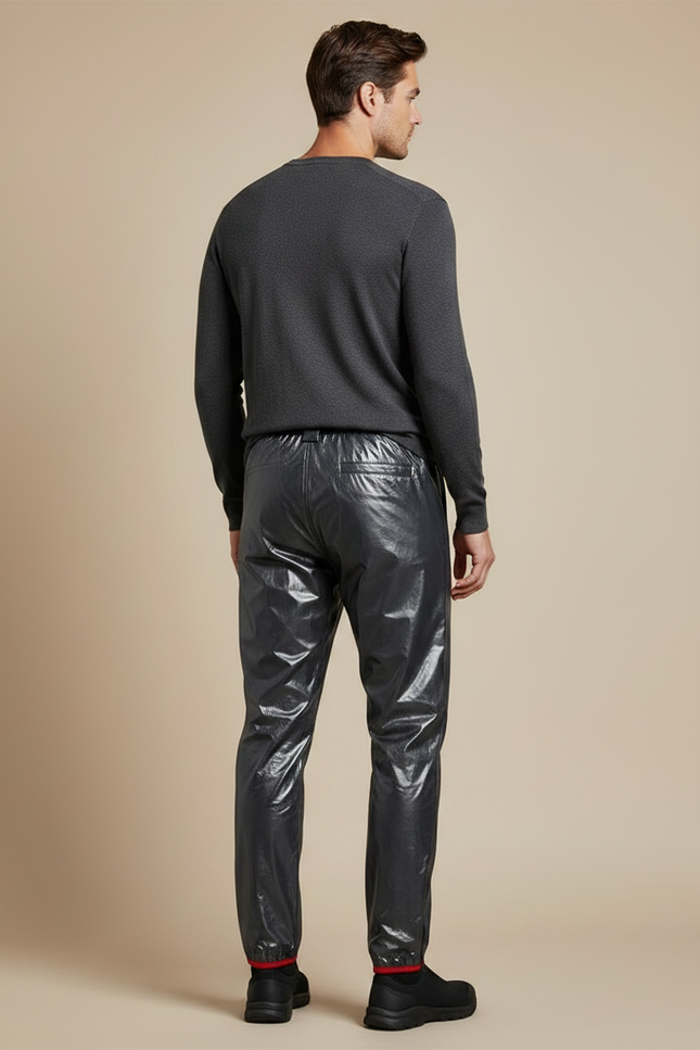 Pantalon De Pluie Gris Imperméable Brillant Coupe Droite Homme - Polyester - vue 2