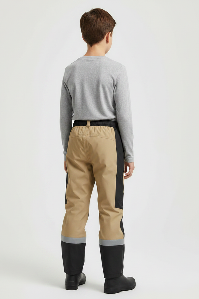 Pantalon De Pluie Enfant Imperméable Réfléchissant Bicolore - Beige Polyester - vue 2