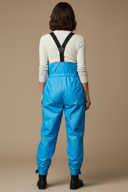 Pantalon De Pluie Bleu Vif Imperméable Bretelles Femme - Polyester - vue 2