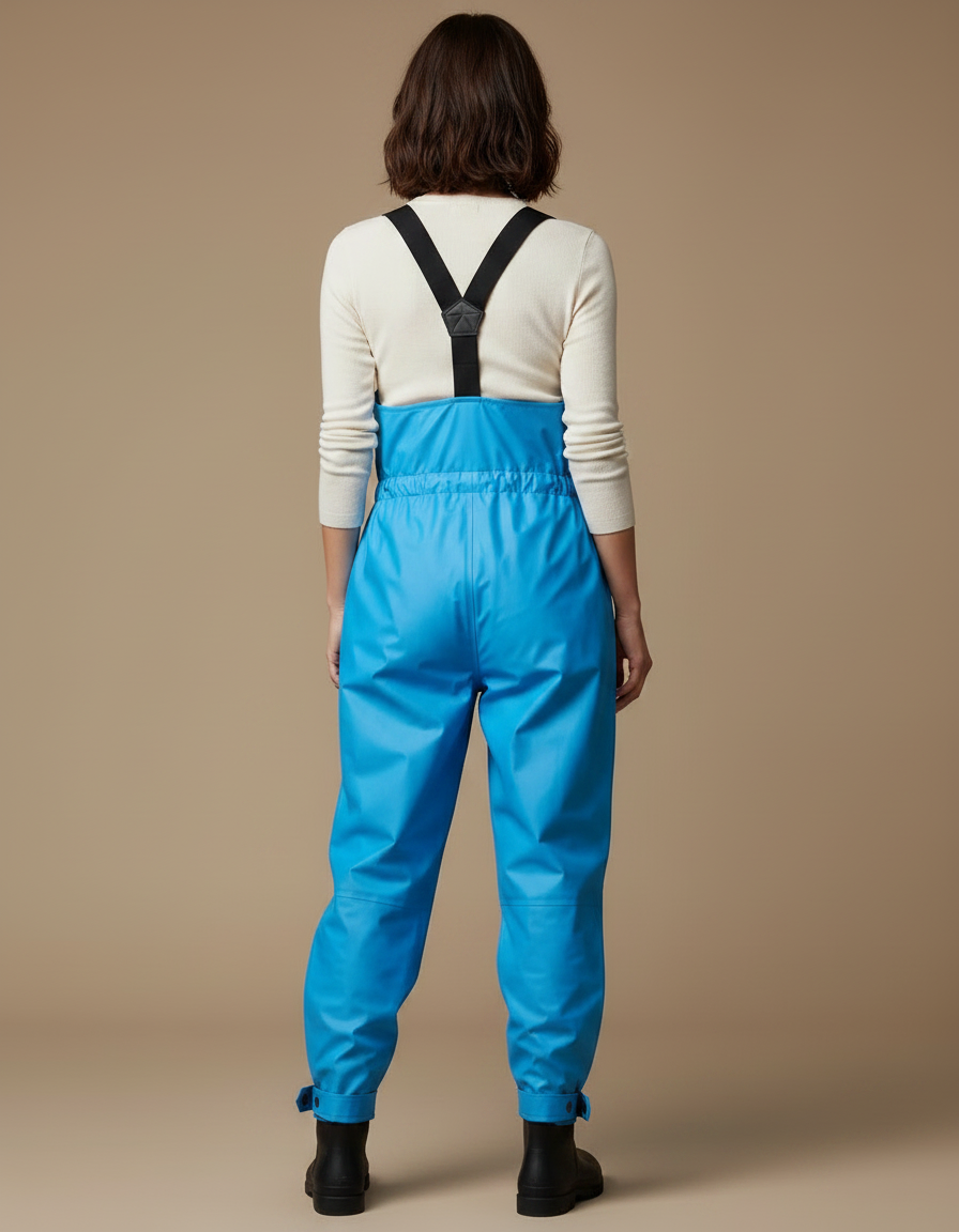 Pantalon De Pluie Bleu Vif Imperméable Bretelles Femme - Polyester - vue 2