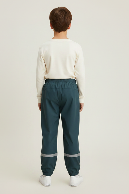 Pantalon De Pluie Vert Foncé Réfléchissant Élastiqué Enfant - Polyester - vue 2