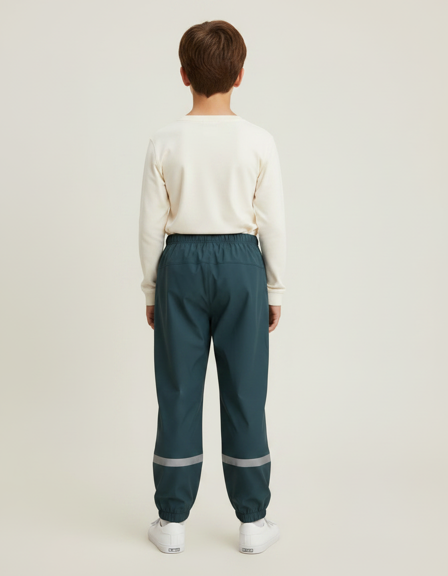Pantalon De Pluie Vert Foncé Réfléchissant Élastiqué Enfant - Polyester - vue 2