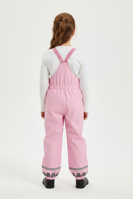 Pantalon De Pluie Rose Bretelles Imperméable Enfant Motif Fleur - Polyester - vue 2