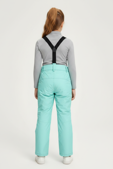 Pantalon De Pluie Turquoise Bretelles Enfant Imperméable Hiver - Bleu Polyester - vue 2