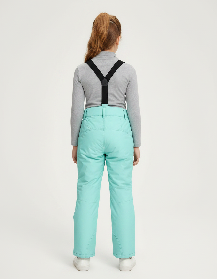Pantalon De Pluie Turquoise Bretelles Enfant Imperméable Hiver - Bleu Polyester - vue 2