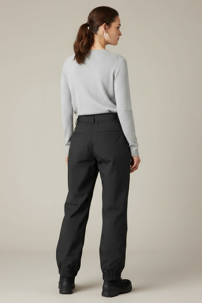 Pantalon De Pluie Noir Ample Imperméable Femme Ceinturé - Polyester - vue 2