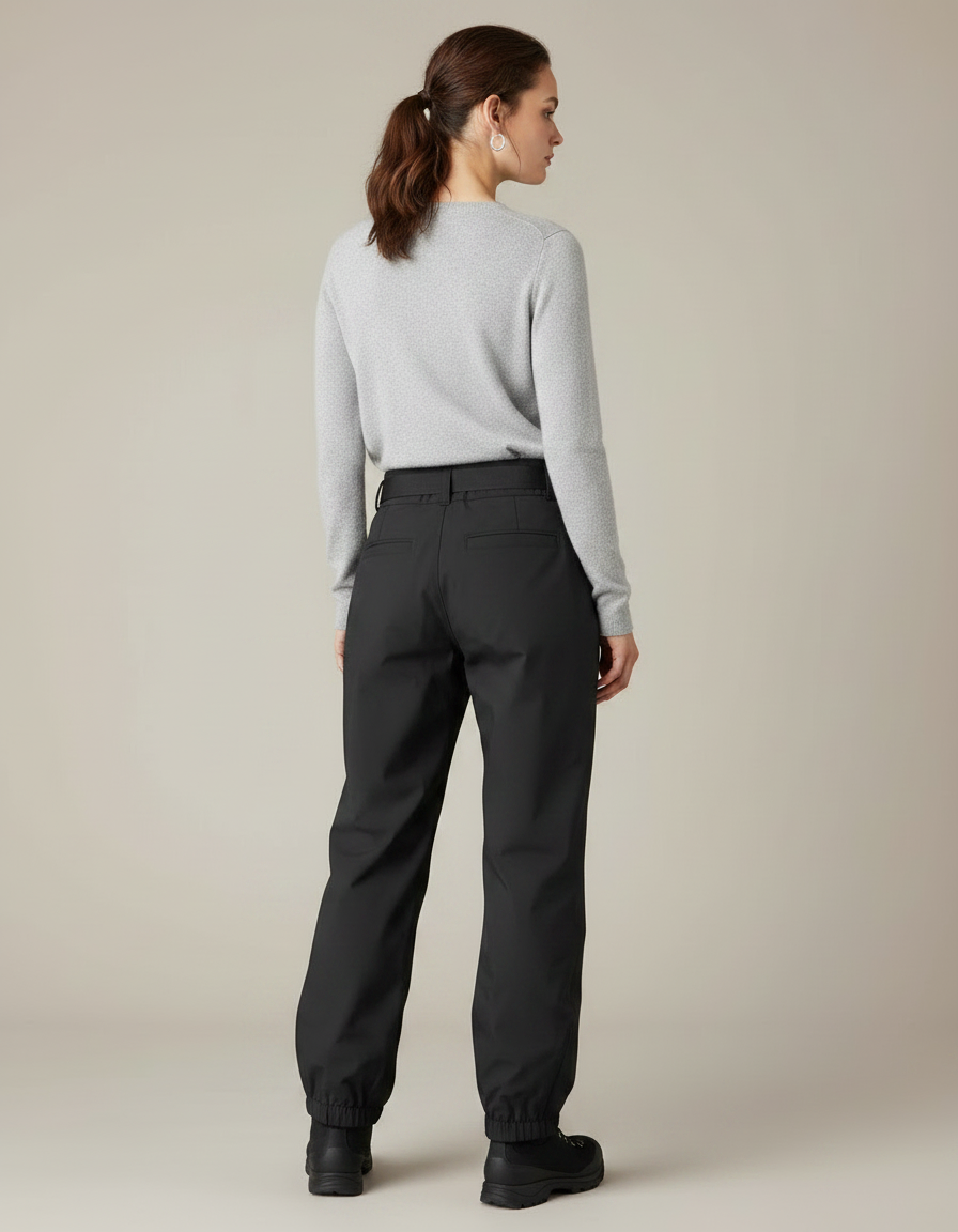 Pantalon De Pluie Noir Ample Imperméable Femme Ceinturé - Polyester - vue 2