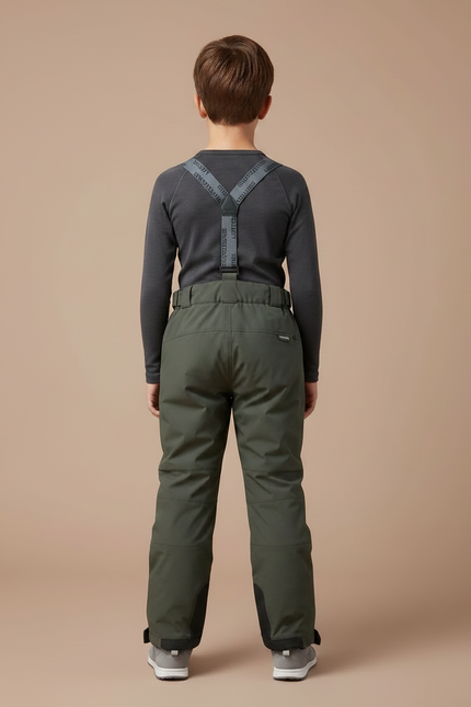 Pantalon De Pluie Vert Imperméable Bretelles Enfant - Kaki Polyester - vue 2