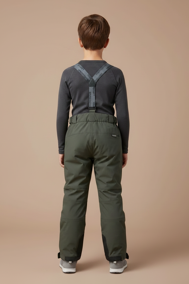 Pantalon De Pluie Vert Imperméable Bretelles Enfant - Kaki Polyester - vue 2