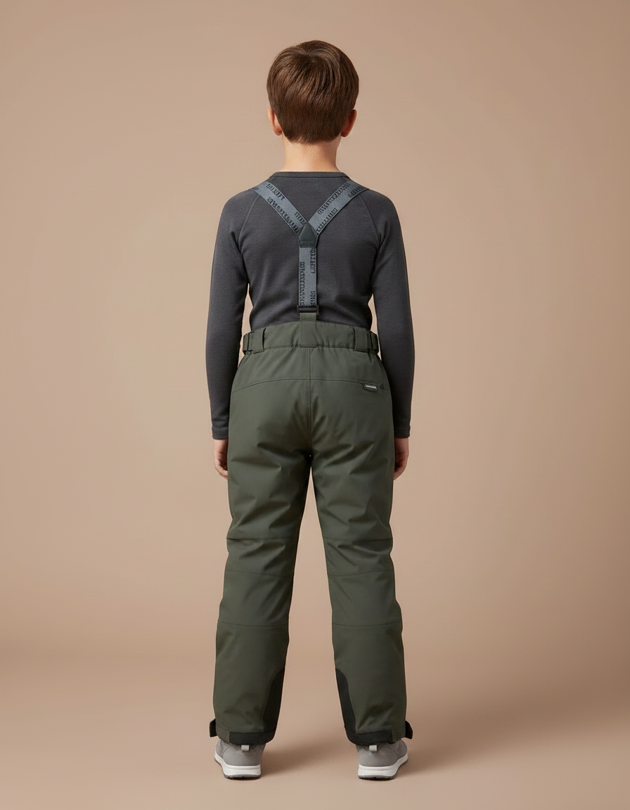 Pantalon De Pluie Vert Imperméable Bretelles Enfant - Kaki Polyester - vue 2