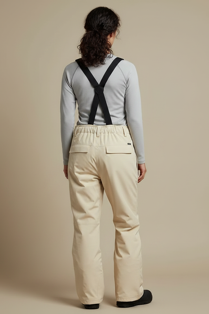 Pantalon De Pluie Beige Bretelles Imperméable Ski Femme - Polyester - vue 2
