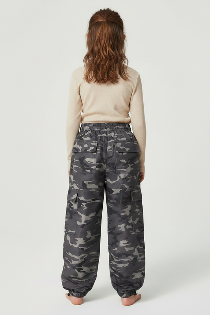 Pantalon De Pluie Camouflage Gris Enfant Imperméable Cargo - Polyester - vue 2