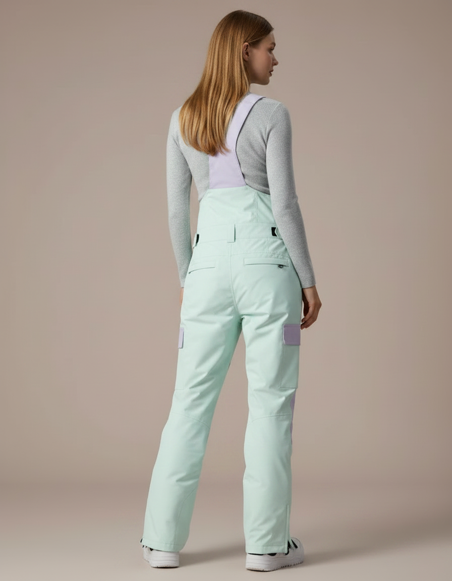 Pantalon De Pluie Vert Menthe Violet Ample Imperméable Bretelles - Polyester - vue 2