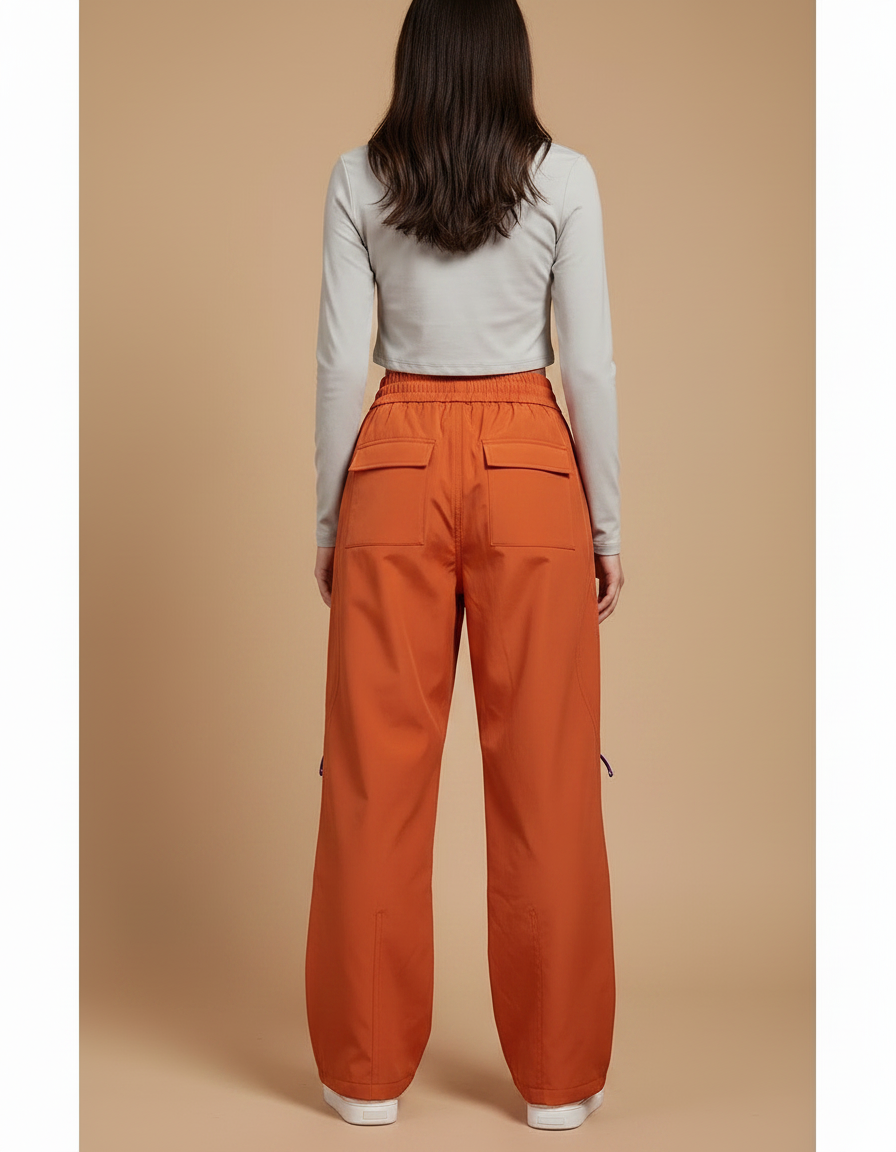 Pantalon De Pluie Orange Ample Imperméable Fonctionnel Décontracté - Polyester - vue 2