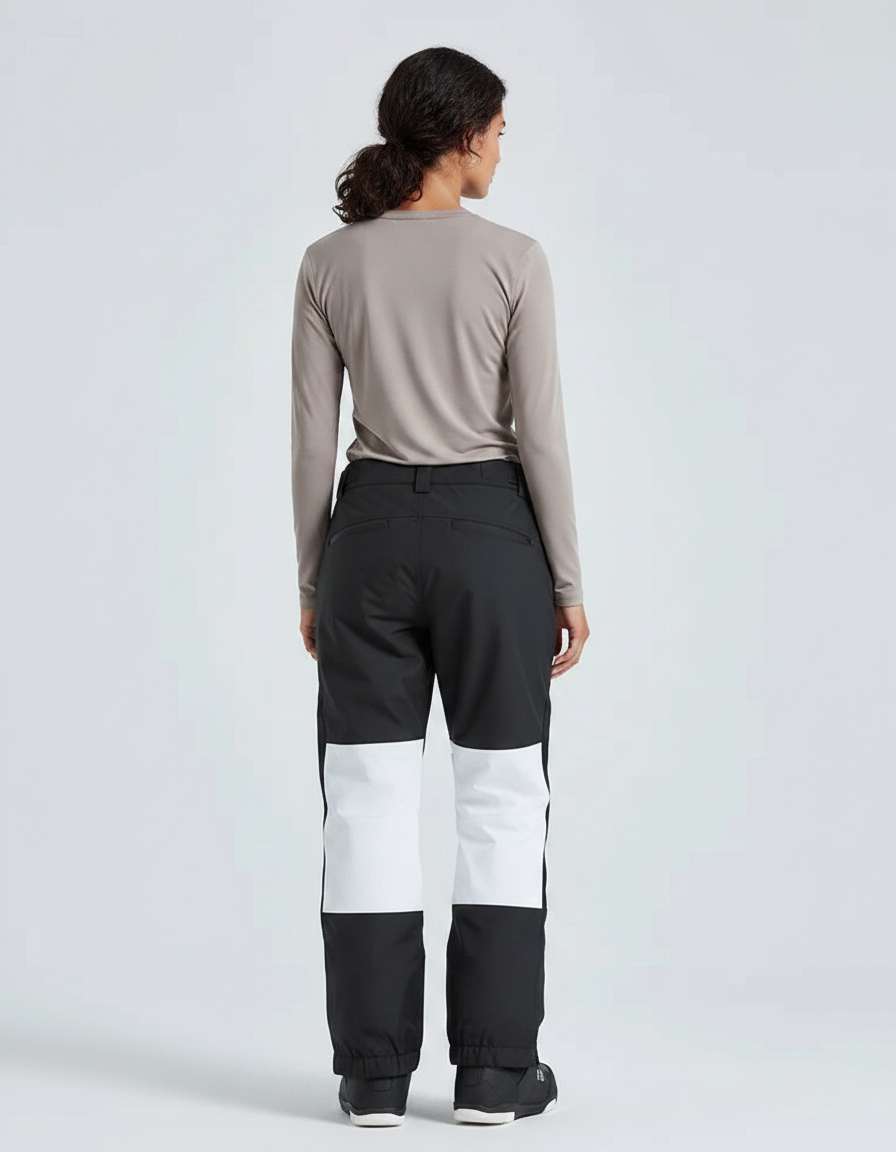 Pantalon De Pluie Noir Blanc Imperméable Slim Ski Femme - Multicolore Polyester - vue 2