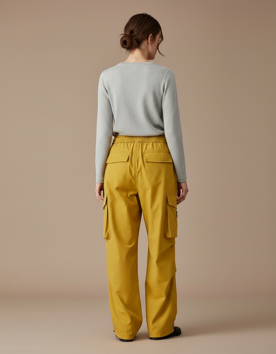 Pantalon De Pluie Jaune Cargo Ample Femme - Polyester - vue 2