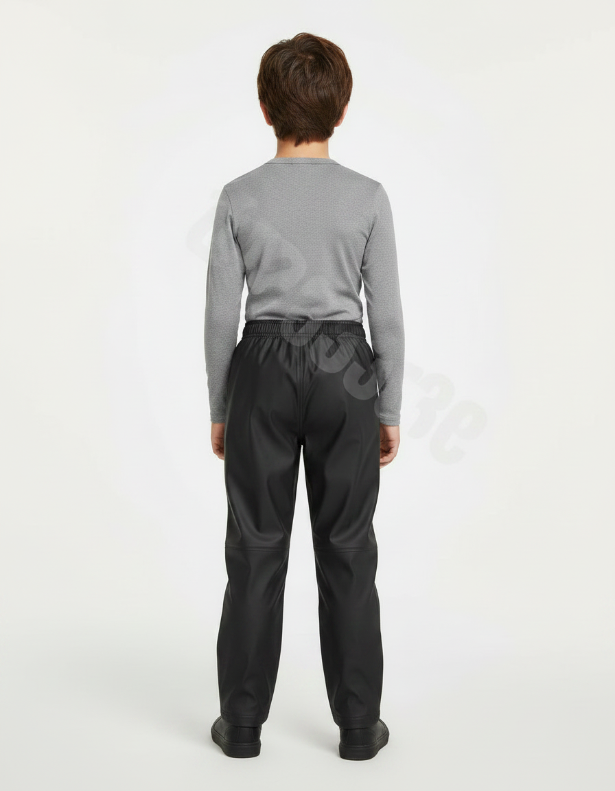 Pantalon De Pluie Noir Imperméable Enfant Coupe Droite Élastique - Polyester - vue 2