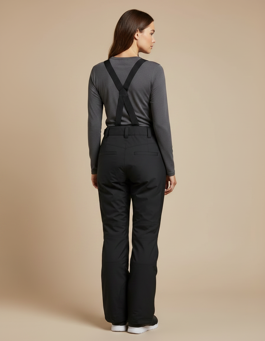 Pantalon De Pluie Noir Imperméable Bretelles Femme - Polyester - vue 2