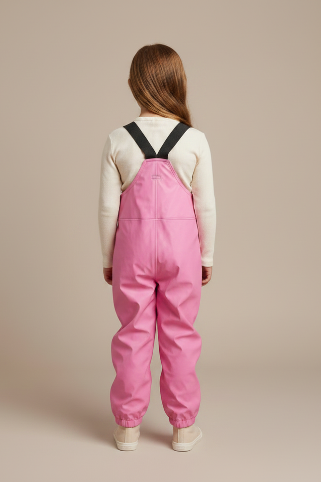 Pantalon De Pluie Rose Vif Imperméable Salopette Enfant - Polyester - vue 2