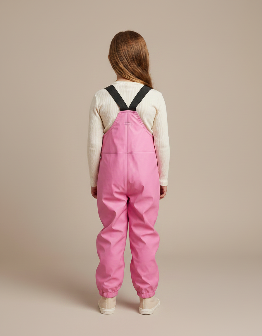 Pantalon De Pluie Rose Vif Imperméable Salopette Enfant - Polyester - vue 2