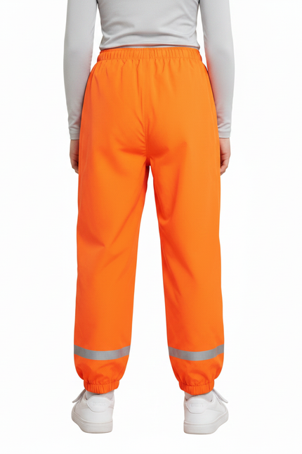 Pantalon De Pluie Orange Réfléchissant Élastiqué Imperméable Enfant - Polyester - vue 2