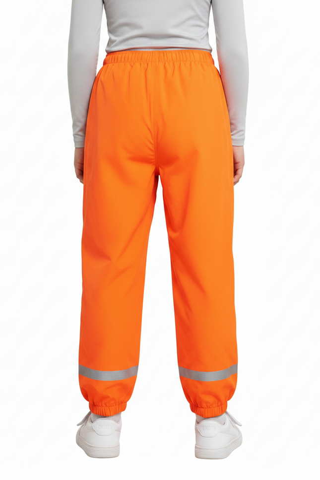 Pantalon De Pluie Orange Réfléchissant Élastiqué Imperméable Enfant - Polyester - vue 2