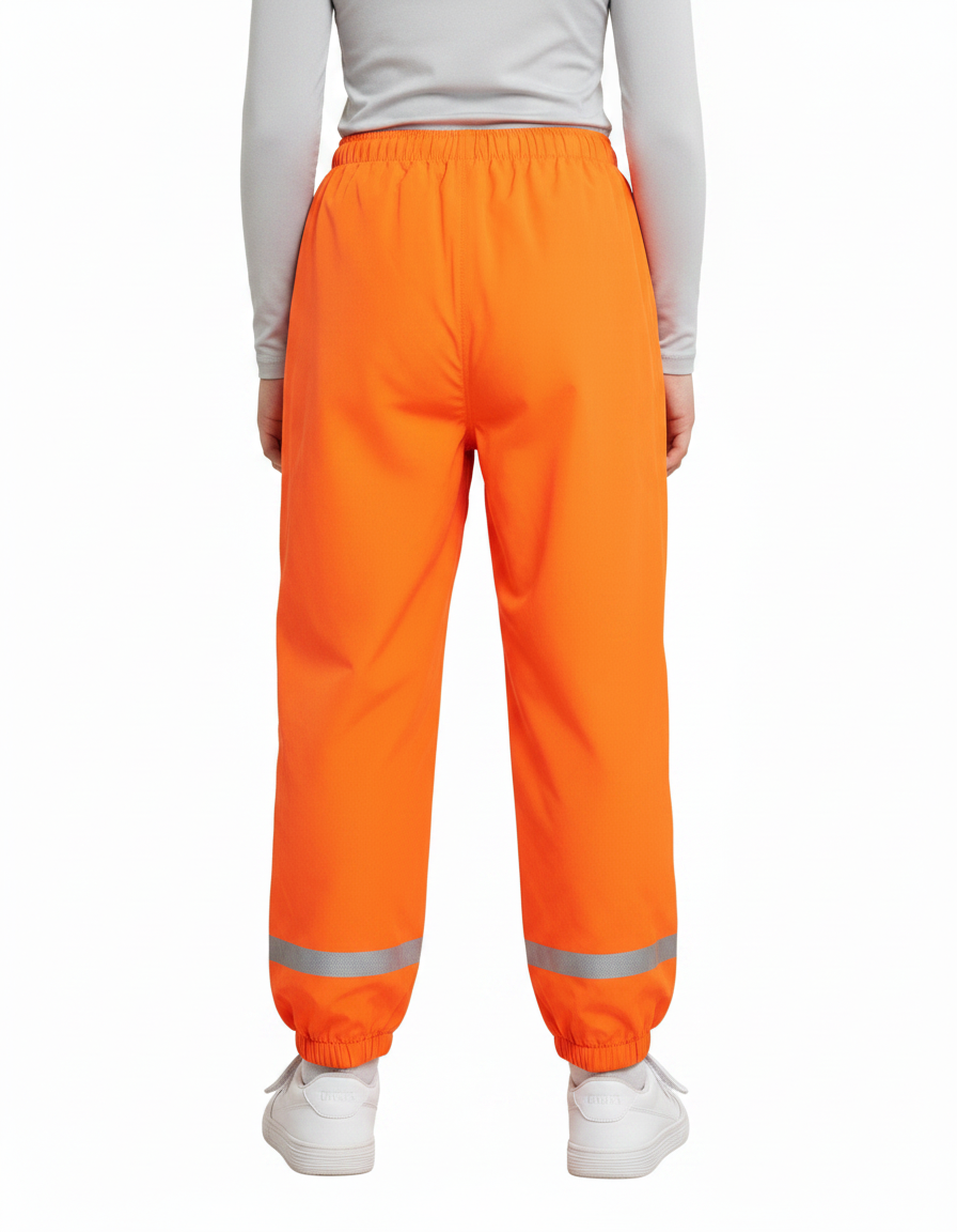 Pantalon De Pluie Orange Réfléchissant Élastiqué Imperméable Enfant - Polyester - vue 2