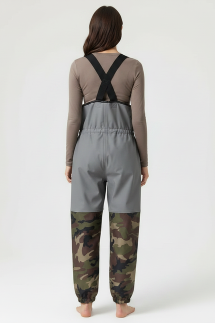 Pantalon De Pluie Gris Camouflage Imperméable Bretelles Femme - Multicolore Polyester - vue 2
