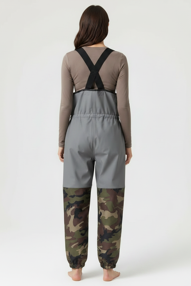 Pantalon De Pluie Gris Camouflage Imperméable Bretelles Femme - Multicolore Polyester - vue 2