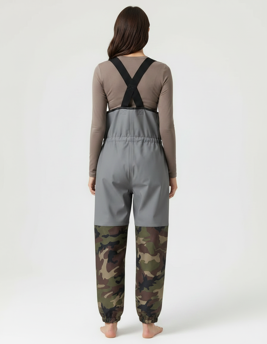 Pantalon De Pluie Gris Camouflage Imperméable Bretelles Femme - Multicolore Polyester - vue 2