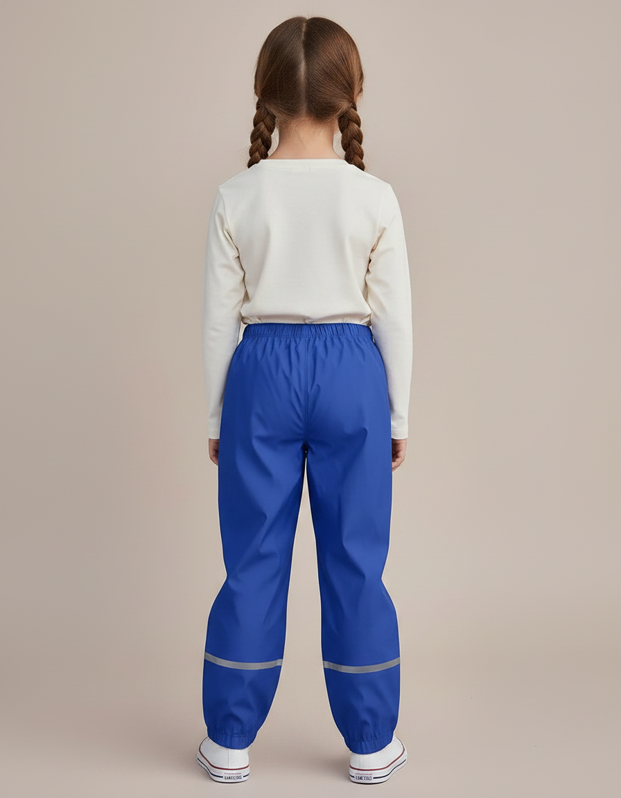 Pantalon De Pluie Bleu Imperméable Ample Réfléchissant Enfant - Polyester - vue 2