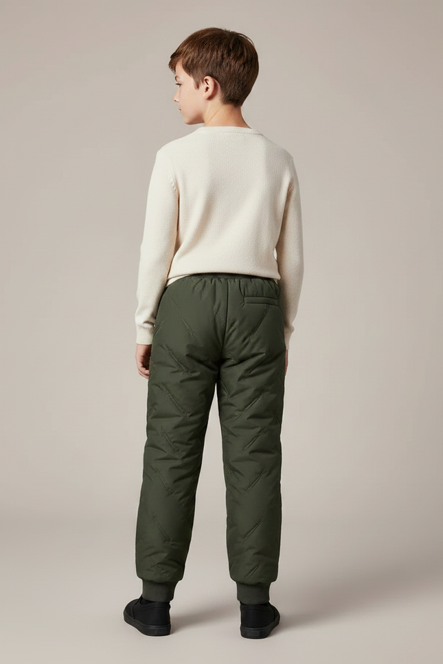 Pantalon De Pluie Vert Matelassé Imperméable Élastique Chaud Enfant - Polyester - vue 2