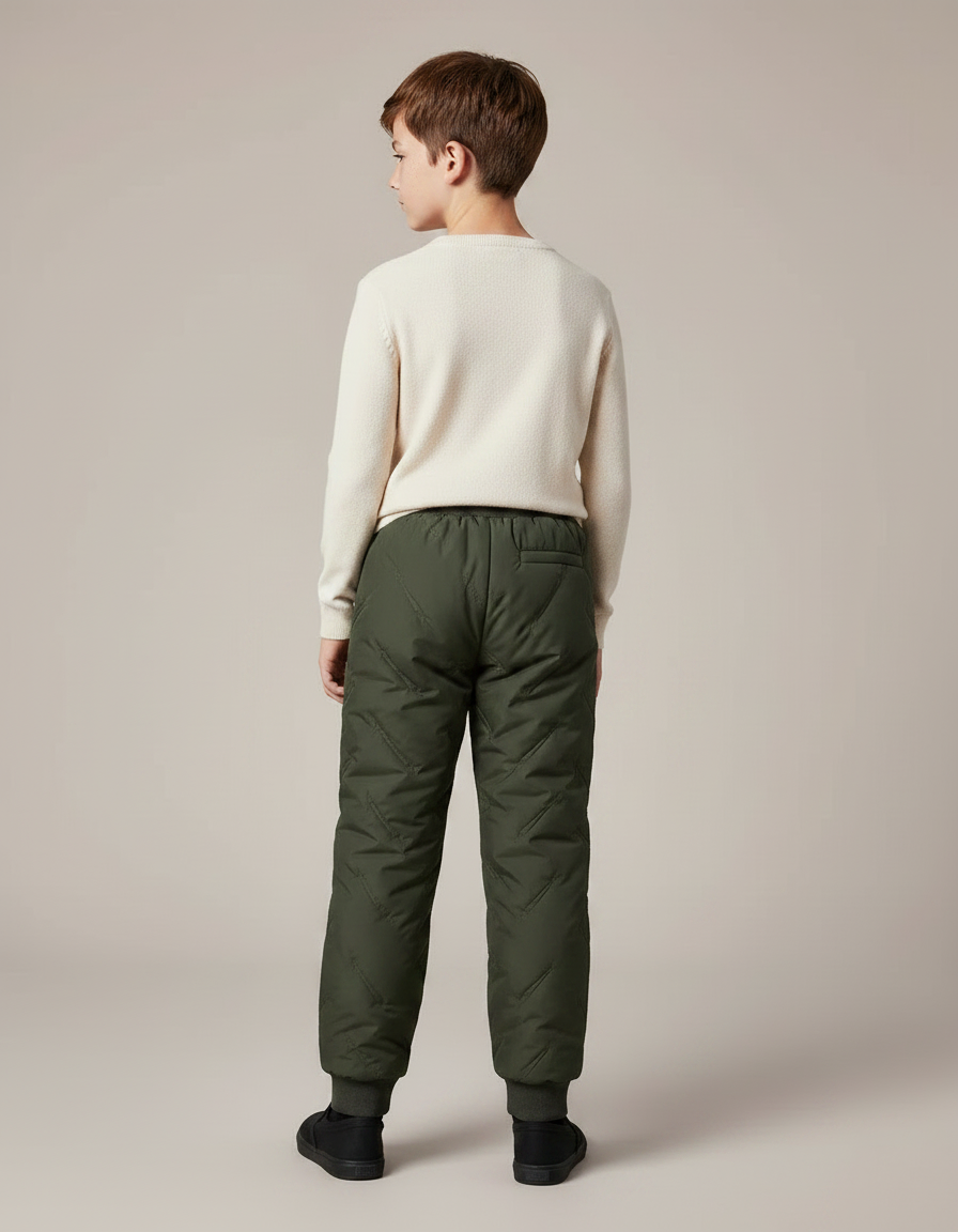 Pantalon De Pluie Vert Matelassé Imperméable Élastique Chaud Enfant - Polyester - vue 2