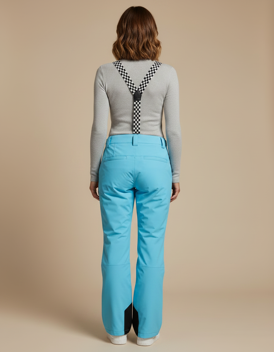 Pantalon De Pluie Bleu Ciel Imperméable Bretelles Ski Femme - Polyester - vue 2