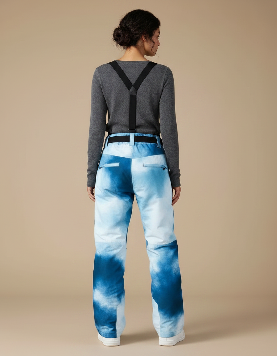 Pantalon De Pluie Dégradé Ample Imperméable Bretelles Ski - Bleu Polyester - vue 2