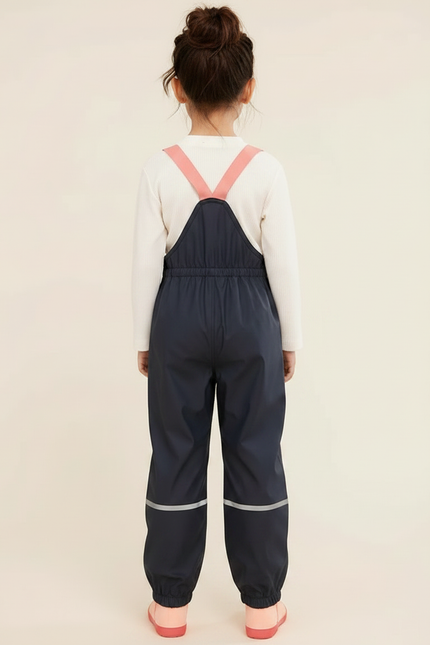 Pantalon De Pluie Bleu Marine Imperméable Bretelles Enfant - Polyester - vue 2