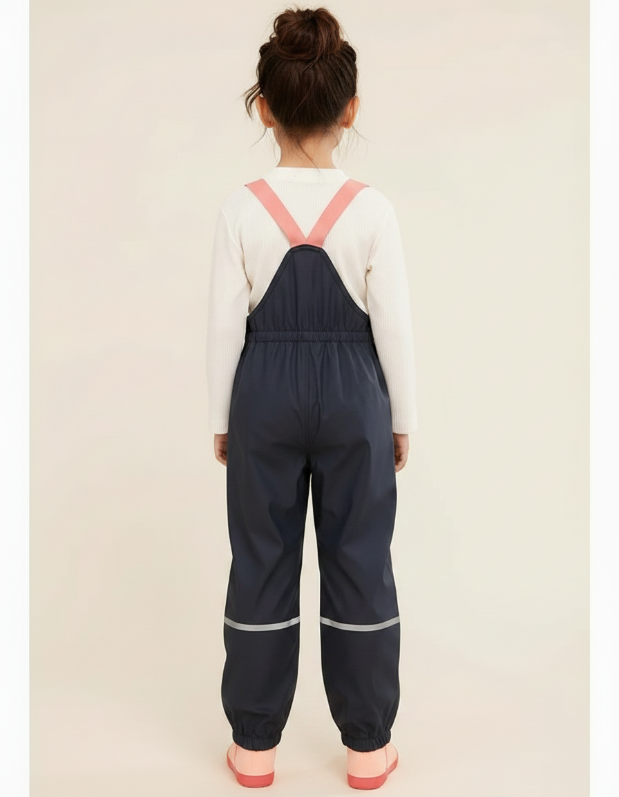 Pantalon De Pluie Bleu Marine Imperméable Bretelles Enfant - Polyester - vue 2