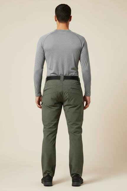 Pantalon De Pluie Vert Olive Cargo Softshell Homme - Kaki Polyester - vue 2