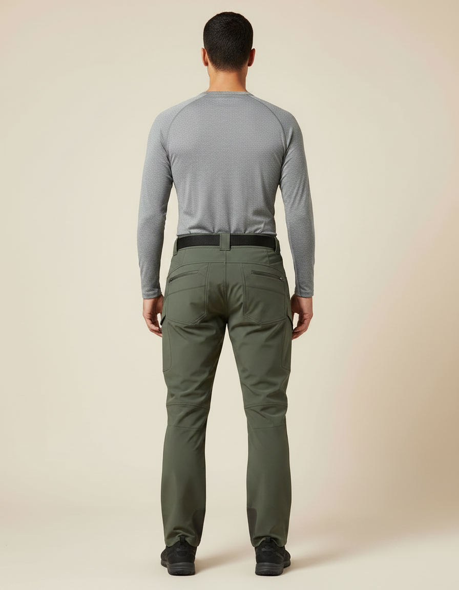 Pantalon De Pluie Vert Olive Cargo Softshell Homme - Kaki Polyester - vue 2