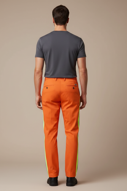 Pantalon De Pluie Orange Droit Réfléchissant Homme Travail - Polyester - vue 2