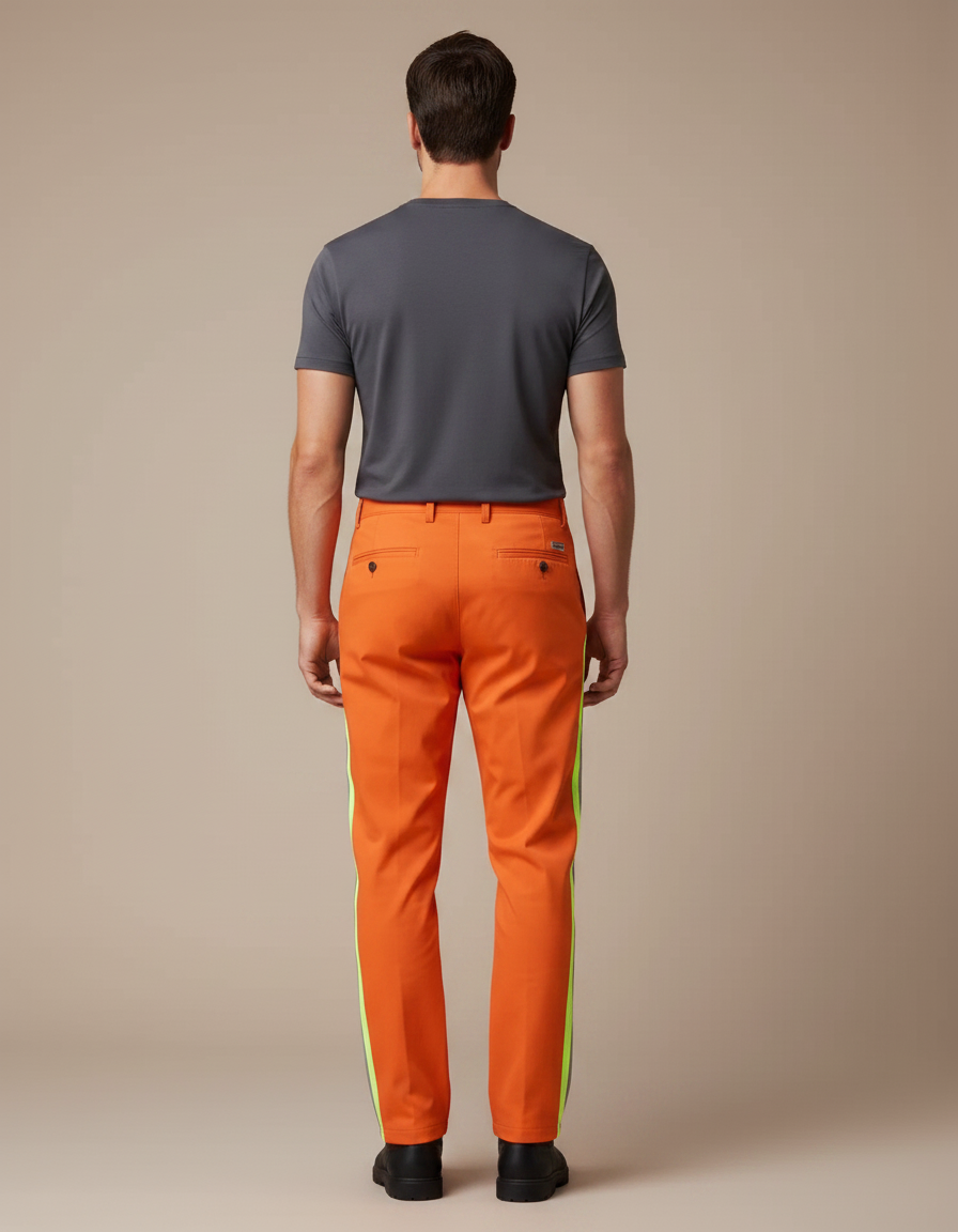 Pantalon De Pluie Orange Droit Réfléchissant Homme Travail - Polyester - vue 2
